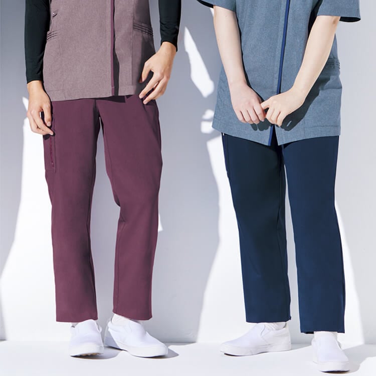 【スクラブパンツ 男女兼用】ストレッチ「制菌&制電」工業洗濯可 SS〜5L 3色 医療用 / 医師白衣ズボン