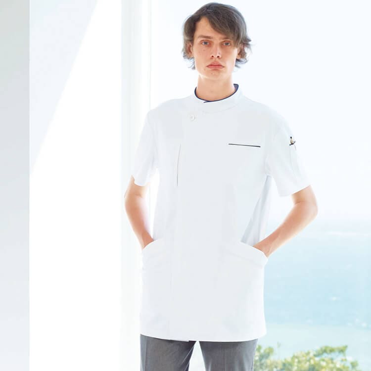 乐天商城 - 【ケーシー白衣 メンズ】抗菌加工・制電 吸水 防汚 ストレッチ S〜BL ホワイト /ナガイレーベン