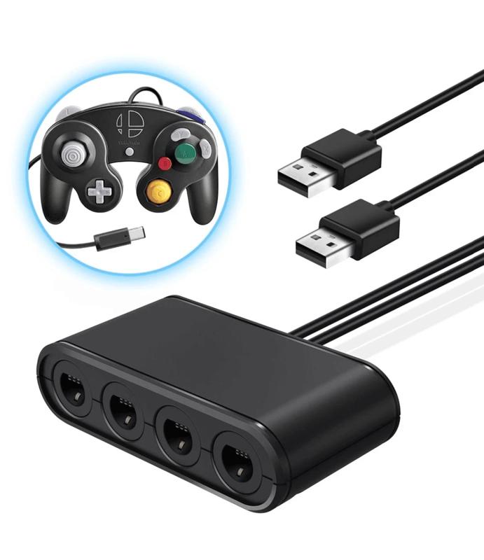 「アップグレード版」Tukebon switch用GCコントローラ変換アダプタ GCコントローラー接続タップ ニンテンドー ゲームキューブ コントローラ接続タップ 4ポート 最大8人同時にプレイ 大乱闘