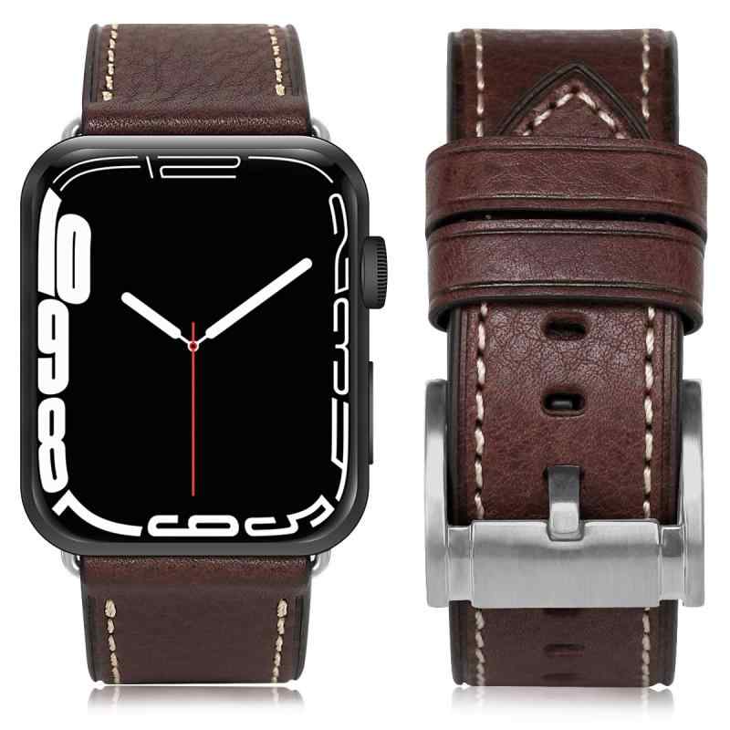 [ANGKMA] Compatible with Apple Watch Band 41mm 40mm 38mm, Genuine Leather Band Replacement Strap Compatible with Apple Watch Series 7/6/5/4/3/2/1/SE