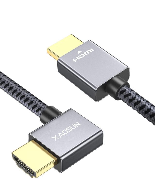 XAOSUN HDMI ケーブル 2M L型左向き90度 14 16 インチMacbook Pro 2021 Mac Studio 2022 PS5 PS4 PS3 Xbox Nintendo Switch Apple TV Fire TVなど適用 18gbps 4K60Hz HDR 3D イーサネット対応