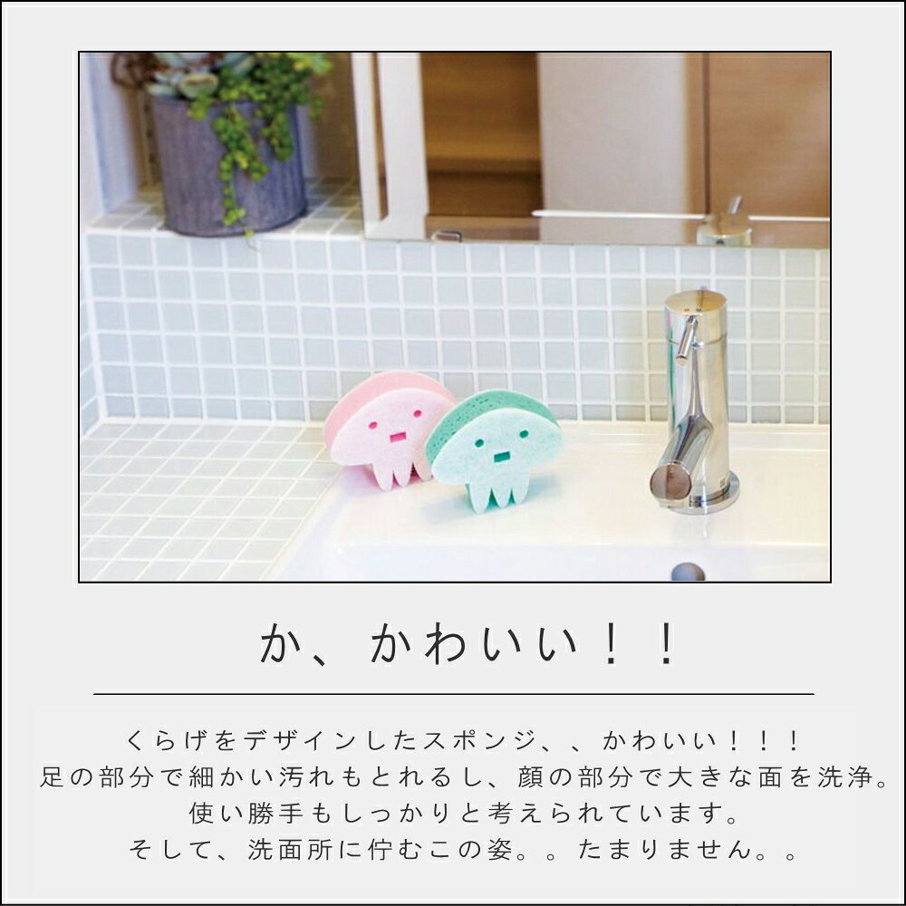 《PT×2》[ 海をまもる クラゲのスポンジ 2個入り ] スポンジ まな板 鍋 土鍋 カッティングボード ボウル ザル パンチング 丈夫 長持ち 大掃除 新生活 お掃除 家事 初心者 海へ 森と fukii 掃除用洗剤 併用可能の商品画像 3