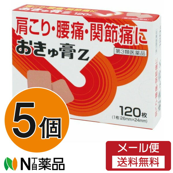 【第3類医薬品】【メール便送料無料】ゼリア新薬工業 おきゅ膏Z 120枚入×5個セット[1枚26mm×24mm]＜肩こり・腰痛・関節痛に＞
