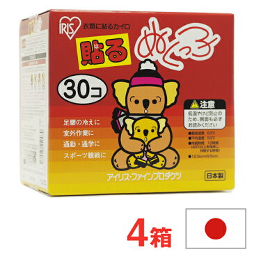 カイロ/貼るタイプ アイリス 貼るぬくっ子 （貼るぬくっこ）レギュラーサイズ 30個入り×4箱 ＜使い捨てカイロ＞