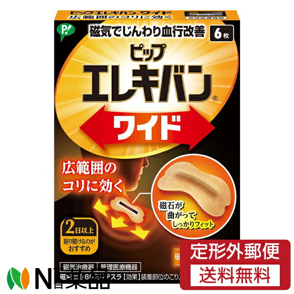 【定形外郵便】ピップ エレキバン ワイド (6枚入) ＜磁気　血行改善　肩こり＞【管理医療機器】