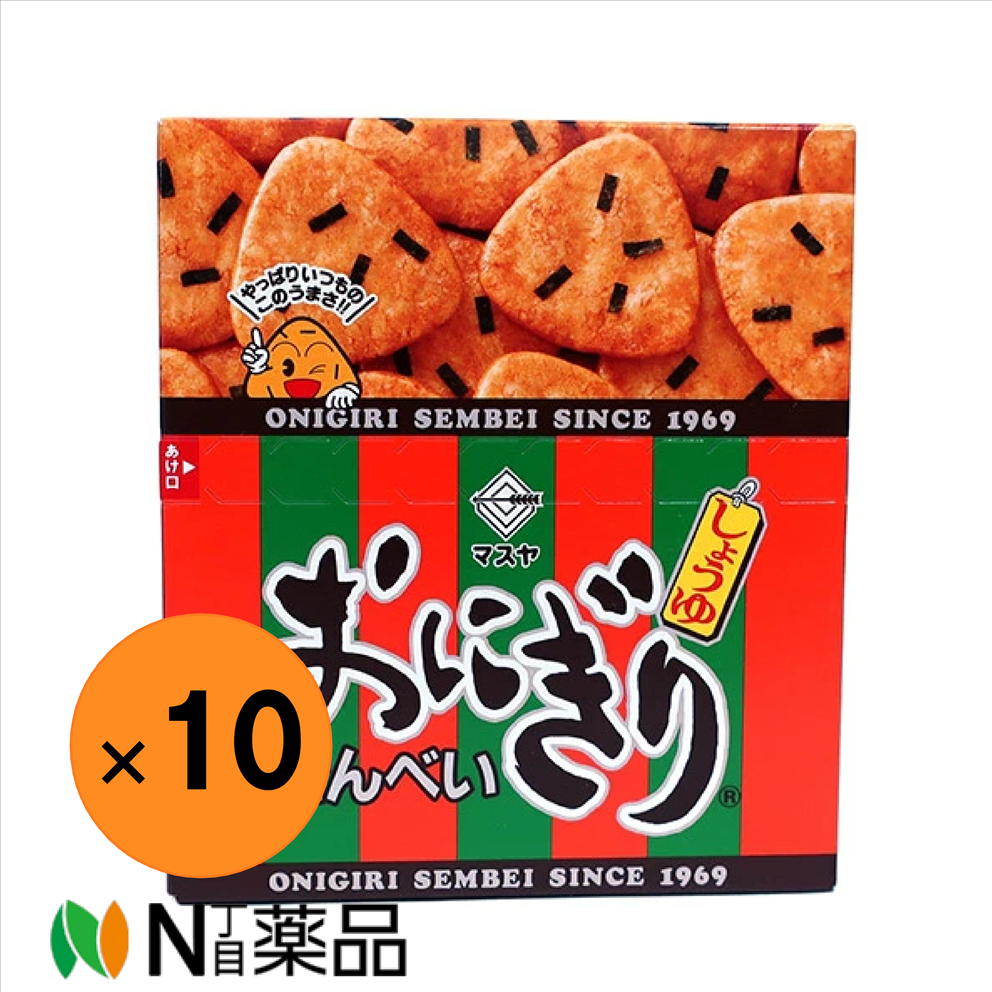 【送料無料】マスヤ しょうゆ おにぎりせんべい おにぎりBOX 34g入×10個セット<だし醤油煎餅>