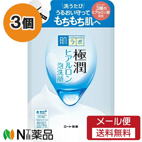 【メール便送料無料】ロート製薬 肌ラボ 極潤 ヒアルロン泡洗顔 つめかえ用 (140ml) 3個セット ＜洗顔料＞