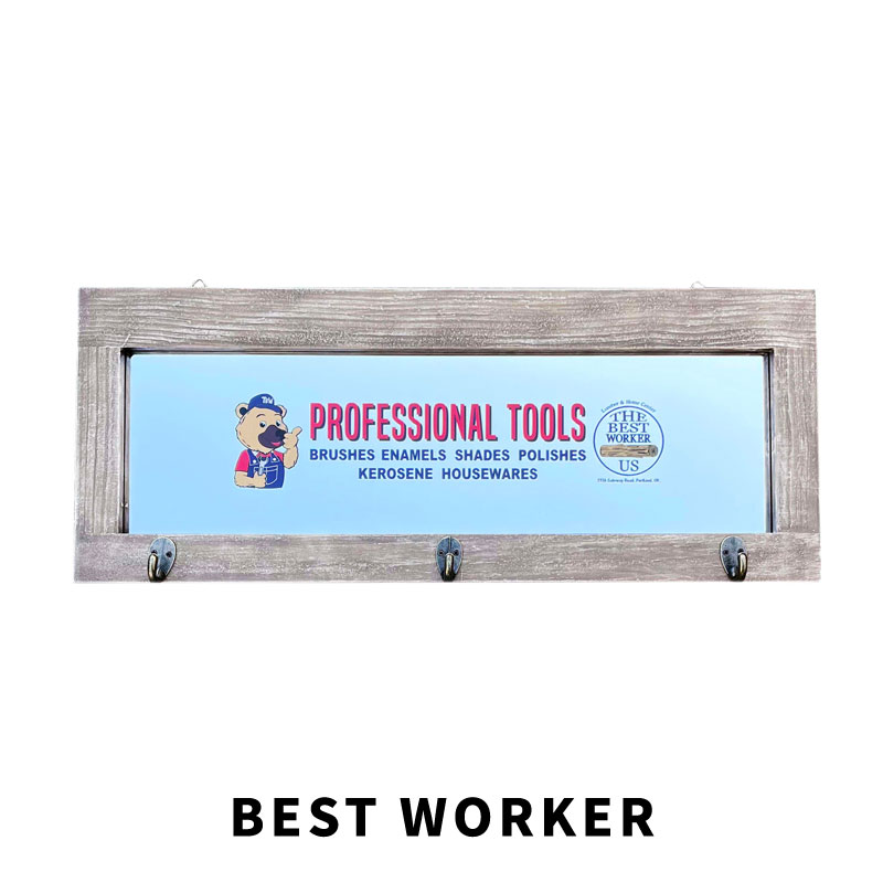 Wood Hook Mirror Board ウッド ミラー ボード フック付き BEST WORKER ベストワーカー FEPC KILOWATT POWER レディキロ ベティちゃん ベティブープ Betty Boop BT-GARAGE R66 木製 壁掛け ガレージ 作業 ワーキング インテリア アメリカン雑貨 ファッション 小物 グッズ [2]