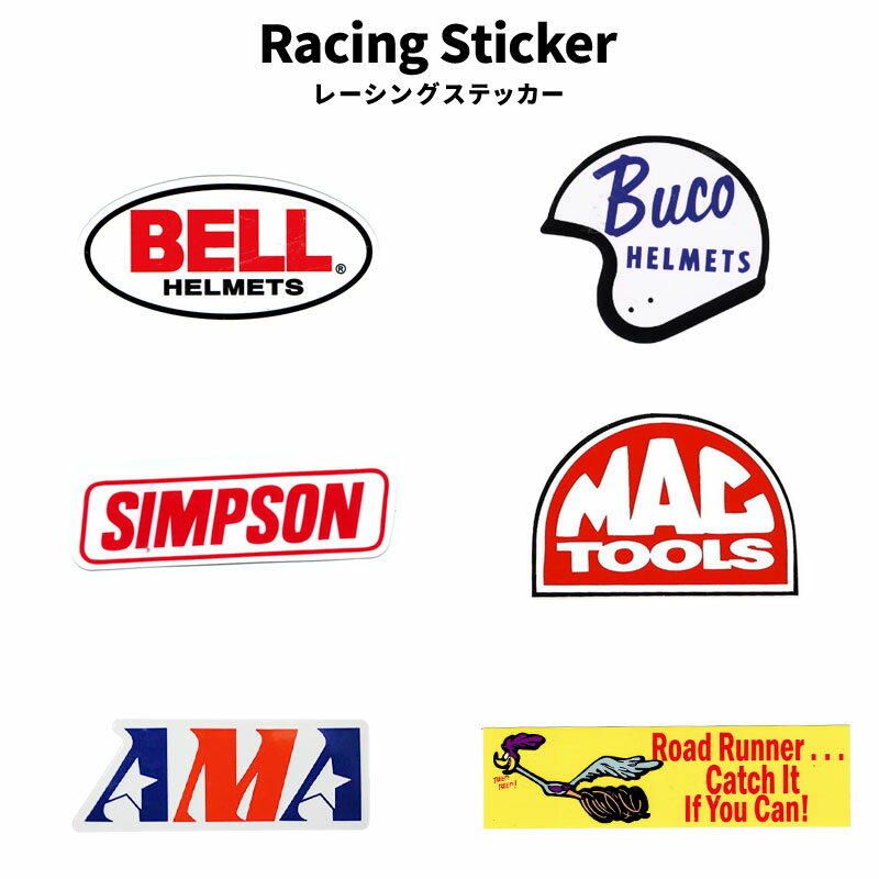 BELL HELMETS ベル ヘルメッツ Buco ブコ SIMPSON シンプソン MAC TOOLS マックツールズ AMA Road Runner ロードランナー Racing Sticker 耐水 レーシング ステッカー シール デコレーション アメリカ アメリカン雑貨 オシャレ ファッション 小物 アメカジ グッズ