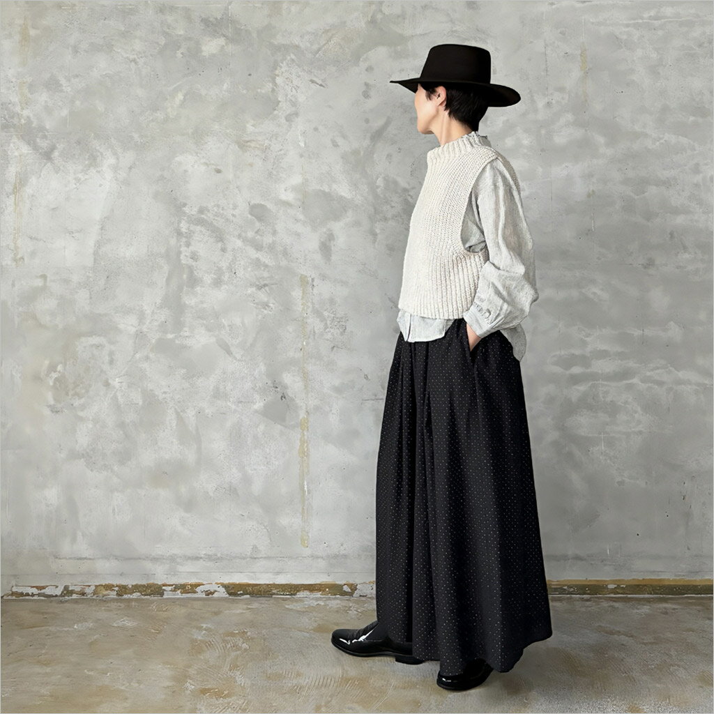 evam eva [エヴァムエヴァ] ウールアルパカ畦ベスト レディース E253K053 antique white/grege/otter gray