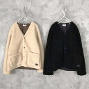 ARMEN アーメン フリースフロントスナップVネックジャケット レディース NAM2071Y black×black