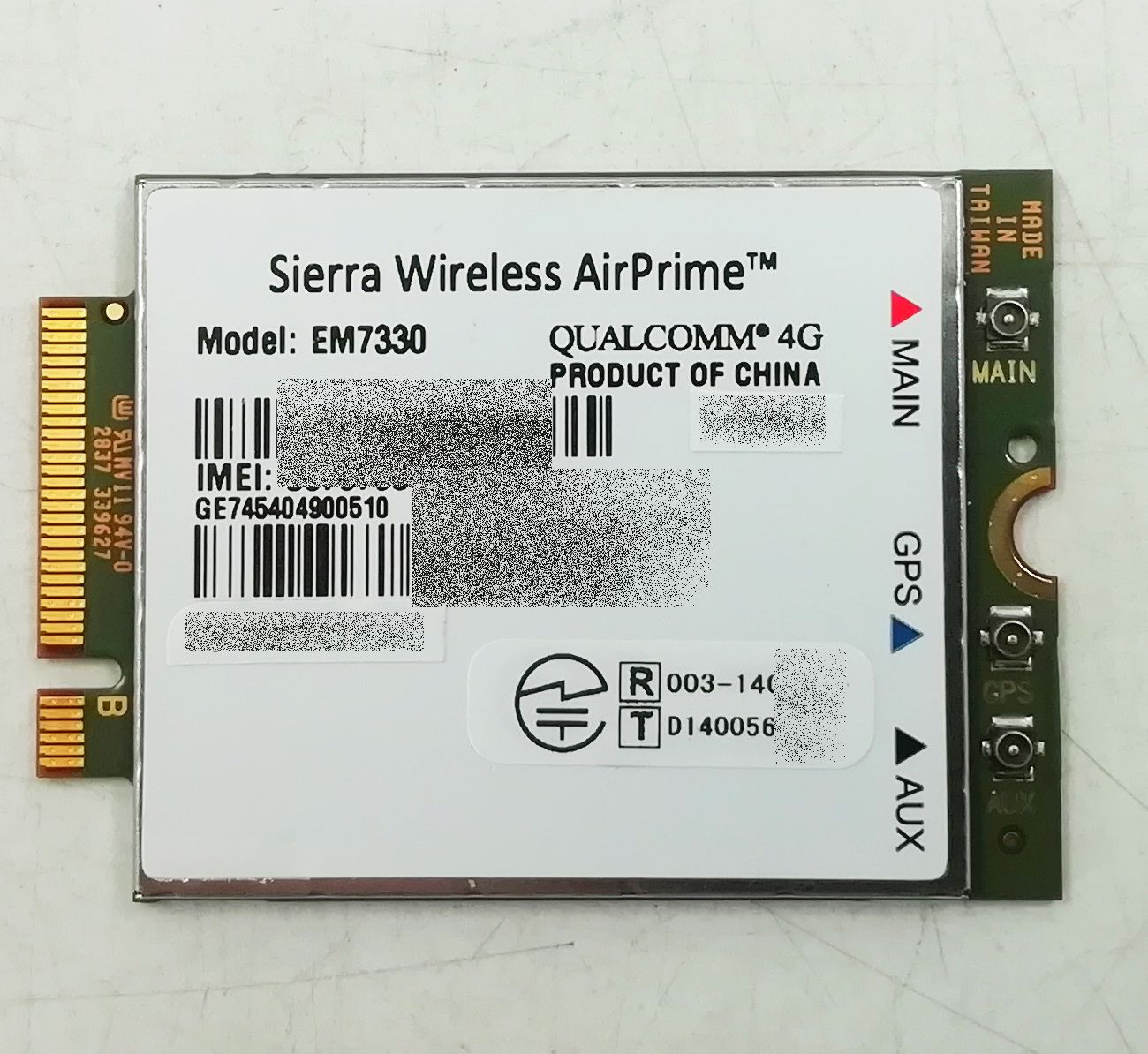 メーカーSierra商品について・使用されていましたタブレットPCから取り出した商品です。 ・商品到着後、動作確認いただき不具合がございましたら保証期間内に当店までお知らせください。商品仕様* カテゴリ: LTEカテゴリ3モジュール * ピン 52 ピン *チップセット:クアルコムMDM9215 *技術:エッジ、HSDPA、LTE、HSPA+、GPRS(クラス12)、GSM、ウムツ *最大ダウンロード速度:100 Mbps * 最大アップロード速度:50 Mbps *周波数バンド * GPRS/エッジ: 850/900/1800/1900 MHz * WCDMA: バンド 1/5/6/19 * LTE:バンド1/19/21 *温度:-25 o Cから60 o C * 認定資格: CE、 GCF、NCC (台湾) *承認されたキャリア:ボーダフォン、テルストラ *寸法:42 x 30 x 2.3ミリメートル付属品本体のみその他外観はリスロン社の除菌クリーナーを使用し清掃を行っています。設置や撤去、使用に伴う擦り傷や細かい部分の汚れ、シール跡、色焼けなどが残っている場合がございますが、できる限りのクリーニングを行いお届けいたします。発送と保証こちらの商品は、ナベキンファクトリー安心の【30日保証】＆【送料無料】が付いてます！ お届けは佐川急便・ヤマト宅急便・ゆうパック、レターパックやゆうパケットなど、商品のサイズに合わせた宅配方法となります。 詳細については商品ページごと、またはお気軽にお問い合わせください。 ※沖縄・離島の方は場合によっては船便となり予定配送日より遅れる場合がございます。ご了承願います。 ※レターパック、ゆうパケット、大型発送の場合、代引き・日時指定は出来ません。予めご了承ください。