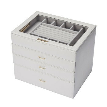 シャビーシックなトーンでまとめた、大容量のジュエリーケースです。サイズH220×W260×D205、クッションサイズ:約35×50×63mm、クッション胴囲:約170mm個装サイズ：21×27.5×23.5cm重量個装重量：2500g素材・...