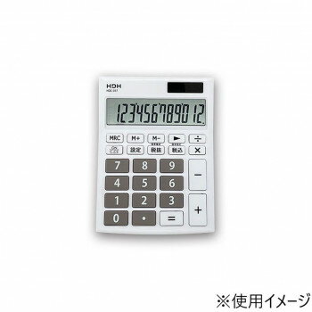 保土ヶ谷電子販売　電卓　セミデスク　12桁　ホワイト×グレー　HDC-017TGY