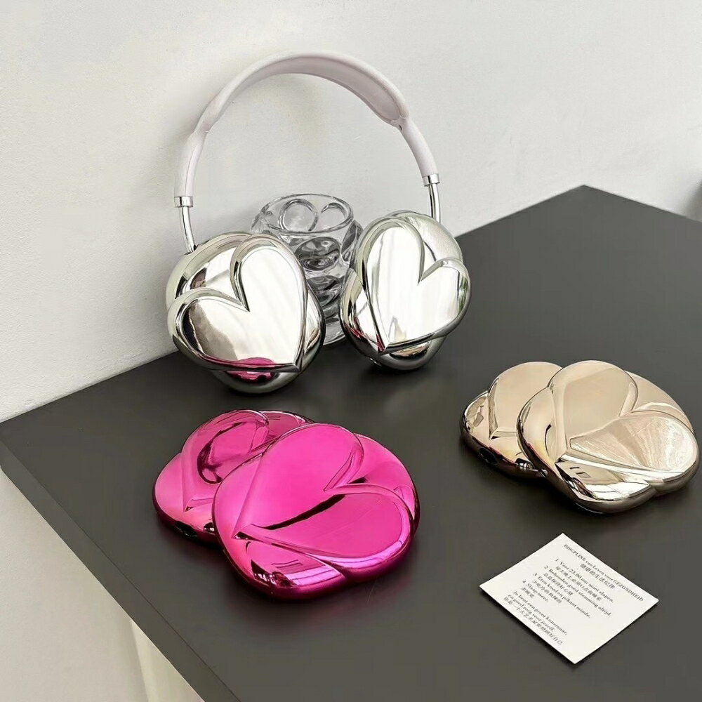 【限定クーポンで10%OFF!】AirPods Max 保護カバー ケース TPU メタリック ハート デザイン 傷防止 衝撃吸収 おしゃれ かわいい 高級感 ...