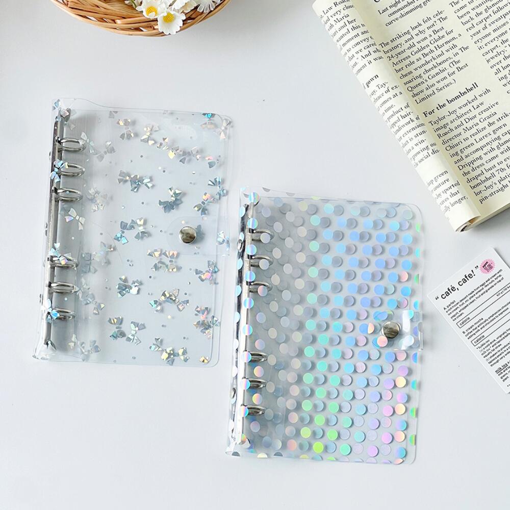 A6 手帳 バインダー シール帳 システム手帳 透明 推し活 メモ帳 スケジュール帳 ルーズリーフ カバー かわいい ホログラム【NABI STYLE】