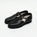 【30%OFF】【foot the coacher フット ザ コーチャー】T-STRAP SHOES BLACK メンズ 男性 シューズ 靴 レザーサンダル