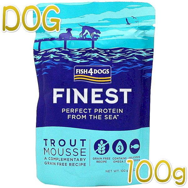 最短賞味2024.10・フィッシュ4ドッグ トラウトムース 100gパウチ穀物不使用ウェットFISH4DOGS正規品f4d08150