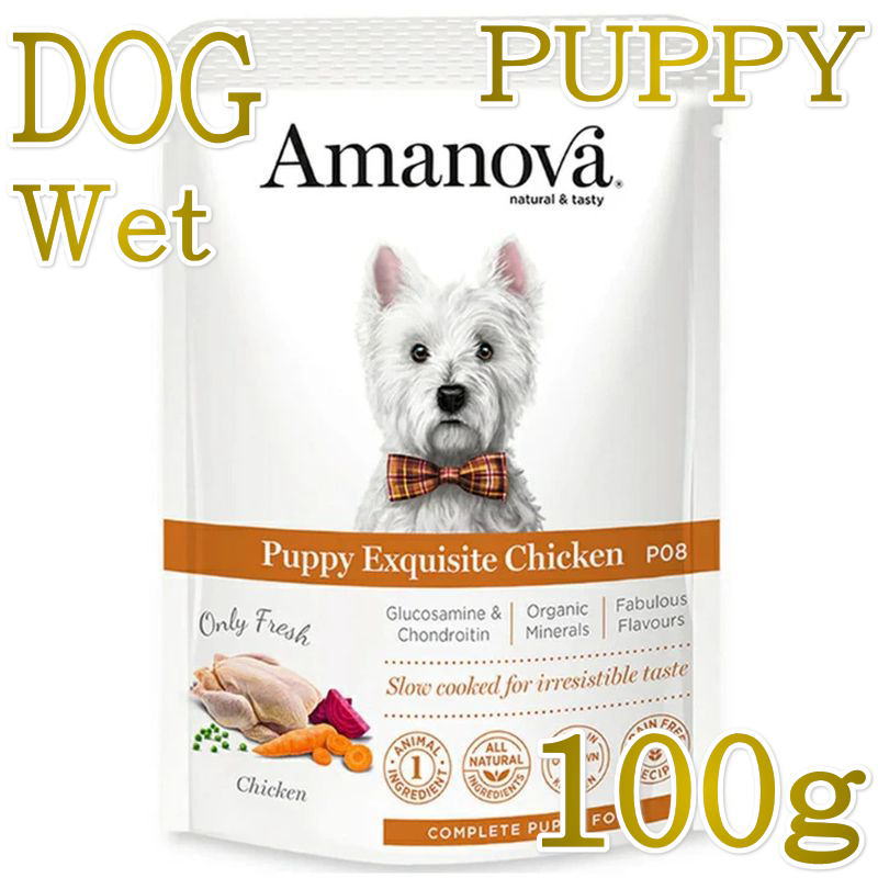 Rakuten - NEW 最短賞味2027.5・アマノヴァ 子犬 パウチ パピー エクスクイジット チキン100g子犬用Amanova正規品lam300-ama35090