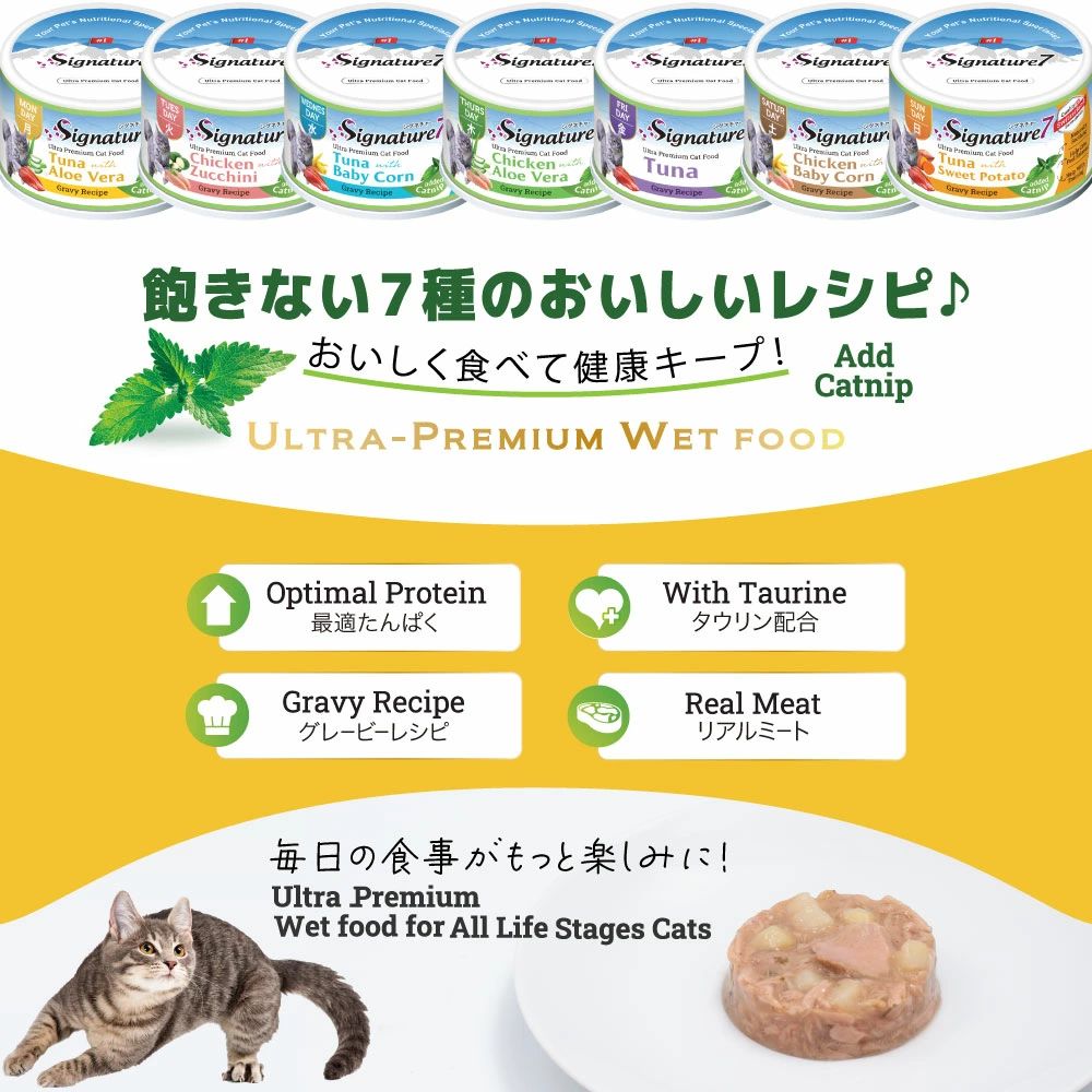 SALE/最短賞味2028.6・シグネチャー7 キャットニップ ツナwithアロエベラ 70gグレイビー一般食Signature7正規品/s784680