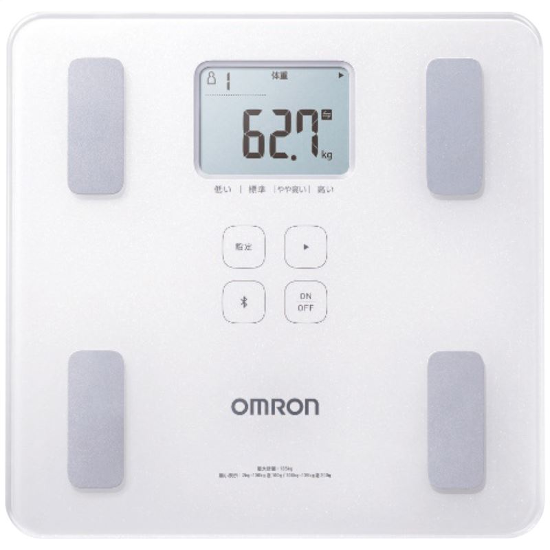 OMRON(オムロン)体重体組成計 カラダスキャン/ホワイト 両足測定タイプ 薄さ28mm 体脂肪率 内臓脂肪レ..