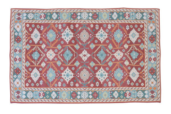 ラグ＆マット ラグ レッド (完成品) ラグ＆マット ラグマット 絨毯 ラグ マット キリムラグ 130*190センチ アンティーク調 インド ノンスリップ加工 おしゃれ 西洋風 北欧 デザインラグ 厚手 エスニックス インド綿 ポリエステル