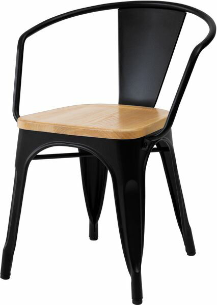 ダイニングチェア アームチェア ブラック (完成品) ダイニングチェア チェア チェアー イス 椅子 背もたれ アームレスト おしゃれ アイアン 木製 天然木 (完成品) シンプル インダストリアル 天然木 アッシュ ラッカー塗装 スチール 粉体塗装