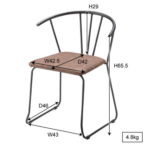 ダイニングチェア アームチェア ブラウン (完成品) ダイニングチェア 東谷 azumaya おしゃれ 家具 インテリア スチール 粉体塗装 ソフトレザー 一般商品 [2]