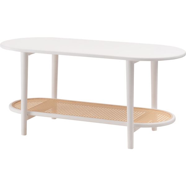 リビングテーブル ホワイト (組立式) リビングテーブル リビングテーブル センターテーブル 飾り棚 楕円 丸 ラタン 二段 2段 北欧 韓国インテリア シンプ...