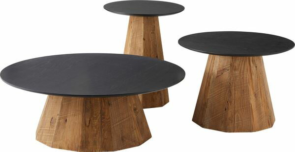 テーブル ラウンドテーブルS ブラック (完成品) テーブル ローテーブル センターテーブル リビングテーブル 机 木製 天然木 丸い 丸型 円形 古材 ヴィンテージ ビンテージ モダン ブラック 黒 ブラウン オーク 水性塗装