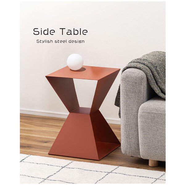 メーカー直送サイドテーブル 約W35×D35×H50.5cm オレンジ 完成品