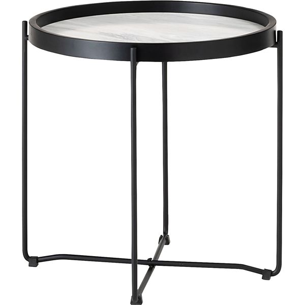 メーカー直送サイドテーブル ミニテーブル 約幅42cm S ホワイト天板 円形 ラウンド トレーテーブル リビング ダイニング インテリア家具 組立式