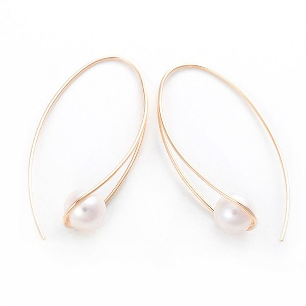 メーカー直送アコヤ真珠 パール ピアス K18 イエローゴールド ジプシー フック ピアス 7mm 7ミリ珠 あこや 本真珠 真珠