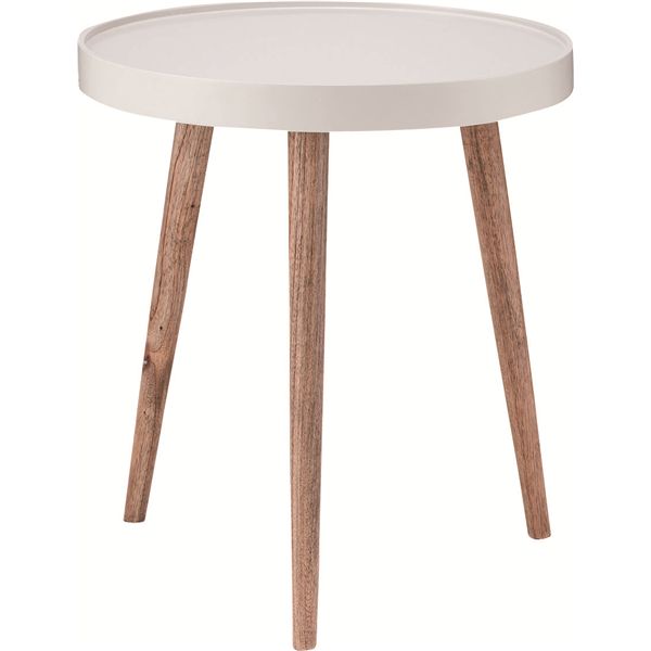 メーカー直送トレーテーブル 大 約φ45×H50cm ホワイト 組立式