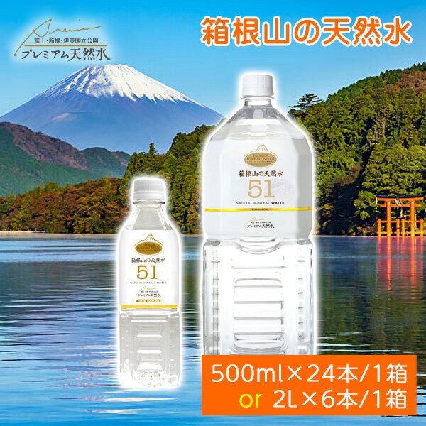 箱根山の天然水51 ミネラルウォーター 1箱あたり2L×6本・500ml×24本 極上プレミアム天然水 飲む温泉水 炭酸水素イオン 防災グッズ 災害対策 地震対策 非常時対策 非常用 国内天然水 高級 日本製 ウイルス対策 備蓄用 ストック 39ショップ買いまわり クーポン配布中