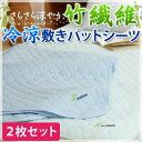 竹繊維 さらさら冷涼敷きパットシーツ 2枚セット ブルー&グリーン 快眠 節電 抗菌性 エコ素材 さらさら 寝心地 四方ゴム付き 夏用 ひんやり冷感 内祝い 結...