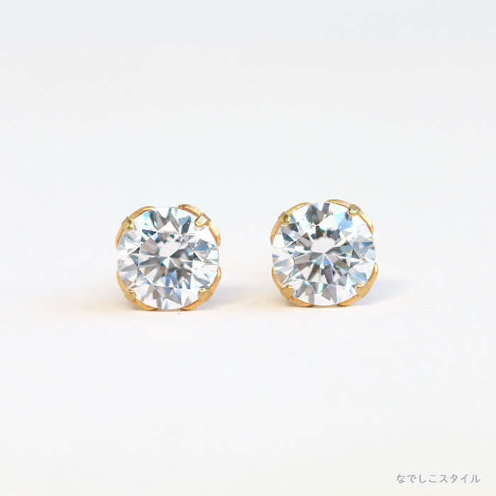 一粒 ピアス スタッド キュービックジルコニアピアス ゴールドカラー ダイアモンド...