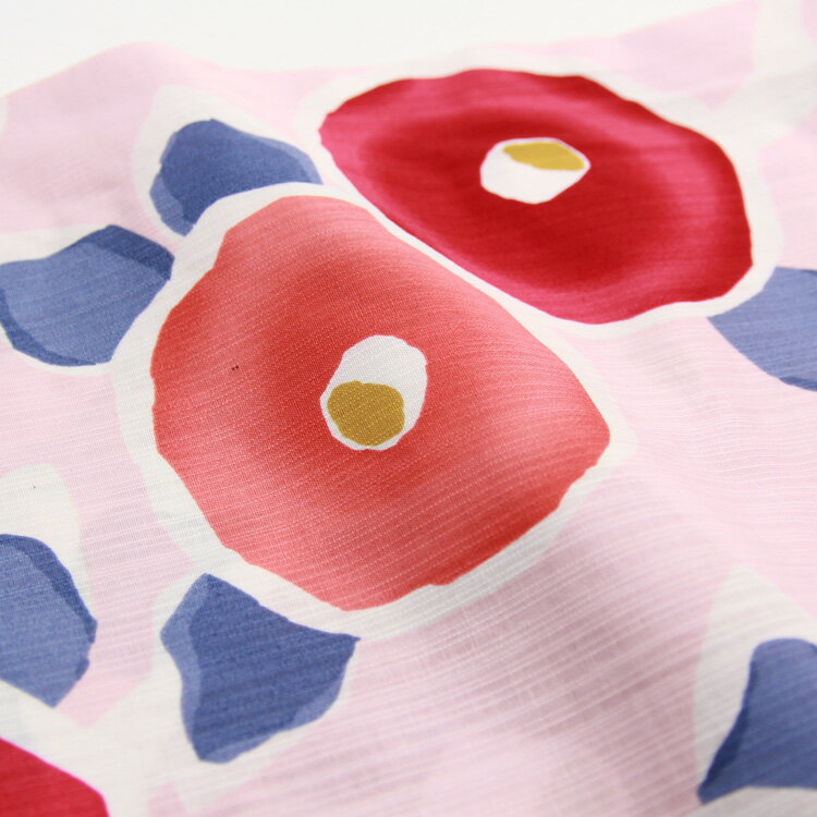 【半額セール中!】浴衣 単品 レトロ 山本彩 高級変わり織り綿浴衣単品「ピンク地に赤・ピンクのレトロ椿」浴衣 ピンク 椿 レディース 古典柄 大人 しっとり お仕立て上がり浴衣 ブランド浴衣 SAYAKA YAMAMOTO 2020