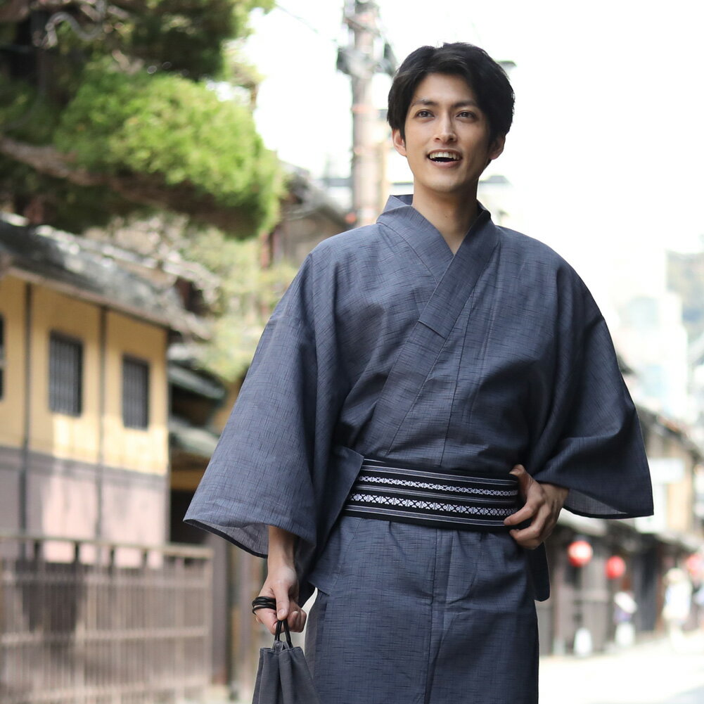 【11/20 20:00〜11/27 1:59まで最大2,000円OFFクーポン】浴衣 メンズ セット 男物高級浴衣3点セット 「グレーに絣柄」 父の日ギフト ...