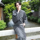 【5/24〜5/27まで最大2,000円OFFクーポン】浴衣 メンズ セット 男物高級浴衣3点セット「墨黒地にグレー縞」ワンタッチ帯 父の日 プレゼント 実用的...