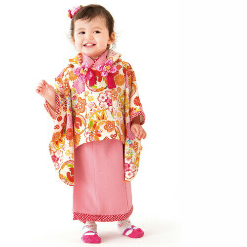 【レンタル】JAPAN STYLE 被布セット 1歳 女の子 ひな祭り 雛祭り 衣装「クリーム地に鶴・菊・梅」女の子 赤ちゃん ベビー 一歳 着物 衣装 和服 初節句 ハーフバースデー 誕生日 正月 桃の節句 百日祝い お食い初め〔消費税込み〕