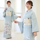 【レンタル】正絹色留袖19点フルコーディネートレンタルセット「水色地に鶴と梅・菊・牡丹」色留袖 三つ紋 結婚式 披露宴 レンタル 安い レトロ モダン