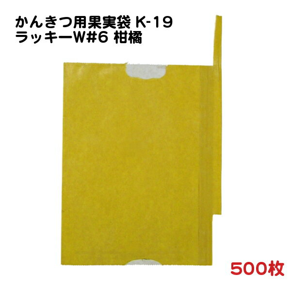 500枚 かんきつ用 果実袋 K-19 ラッキーW#6柑橘 底有り 止め金付き 二重掛袋 (80012) − 一色本店