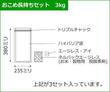 お米保存袋 ネルパック おこめ長持ちセット 3kg用 3セット/箱×1 一色本店