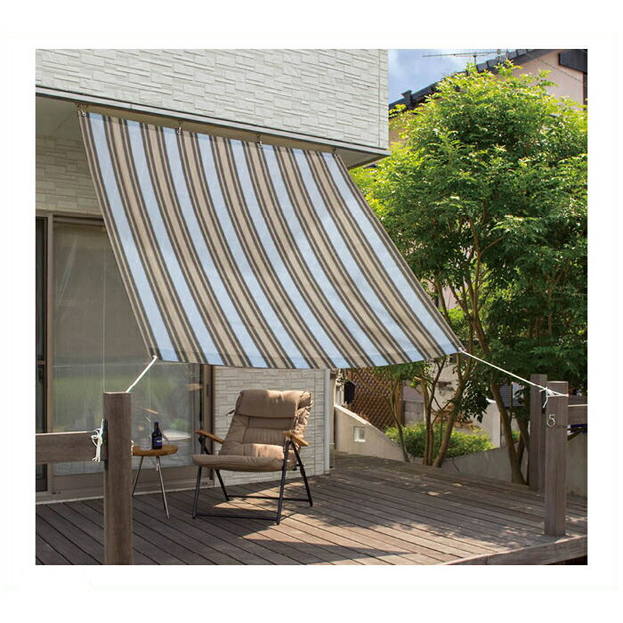 サンシェードストライプ　ブルー&グレー　2x2m NFC-W20BG