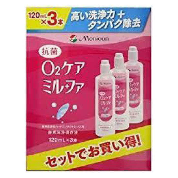 [原産国]：日本 [注意事項]：取扱方法を誤るとコンタクトレンズが装用できなくなるばかりか、眼に障害を起こす場合があります。少しでも異常を感じたら直ちに眼科医の診察を受けてください。 [容量]：120ML×3ボン [主成分]：陰イオン界面活性剤、非イオン界面活性剤、タンパク分解酵素