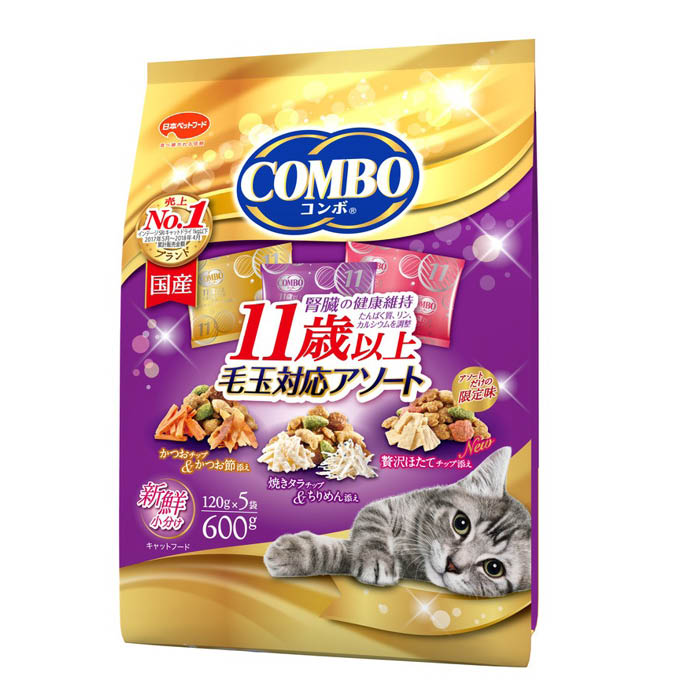 日本ペットフード コンボキャット11歳以上毛玉対応アソート 600g