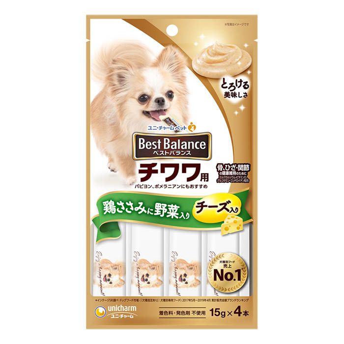 ユニ・チャーム ベストバランスおやつ チワワ用 鶏ささみに野菜入り 15g×4本