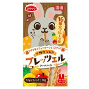 [特長]：国産うさぎスナック■うさぎ用おやつ[原材料]：小麦粉、コーングリッツ、食物性油脂、澱粉、砂糖、小麦たん白、フルーツミックスパウダー、食塩、パン酵母、膨張剤[栄養成分表示]：たんぱく質10%以上　脂質4%以上　粗繊維2%以下　灰分3%以下　水分10%以下[保存方法]：直射日光を避け、常温で保存してください。開封後はお早めにお使いください。（目安として3ー4日程度）