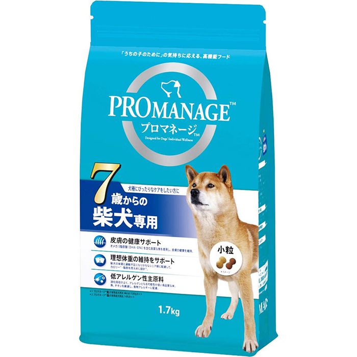 [特長]:■7歳からの柴犬の犬種特徴にぴったりなケアを。「うちの子のために」の気持ちに応える、高機能フードです。[原材料]:■米、チキン、チキンエキス、とうもろこし、さとうもろこし、コーングルテン、大豆タンパク、家禽類、鶏脂、シュガービートパルプ、サンフラワーオイル、フィッシュミール、フラクトオリゴ糖、トマトパウダー、マリーゴールド、低ラクトース乳清、マリンコラーゲン、ベータカロテン、緑イ貝粉末、初乳、STPP(トリポリリン酸塩)、ビタミン類(A、B1、B2、B6、B12、C、D3、E、コリン、ナイアシン、パントテン酸、葉酸)、ミネラル類(亜鉛、カリウム、カルシウム、クロライド、セレン、鉄、銅、ナトリウム、マンガン、ヨウ素、リン)、アミノ酸(タウリン)、酸化防止剤(BHA、BHT、クエン酸、ミックストコフェロール、ローズマリー抽出物)[成分]:■タンパク質:23.5%以上■脂質:9.5%以上■粗繊維:5.0%以下■灰分:10.5%以下■水分:10.0%以下■エネルギー:345kcal/100g[内容量]:■1.7kg[仕様]:■サイズ: (幅X奥行X高さ)20.0×10.0×34.5cm■原産国:オーストラリア■賞味期限:18ヶ月